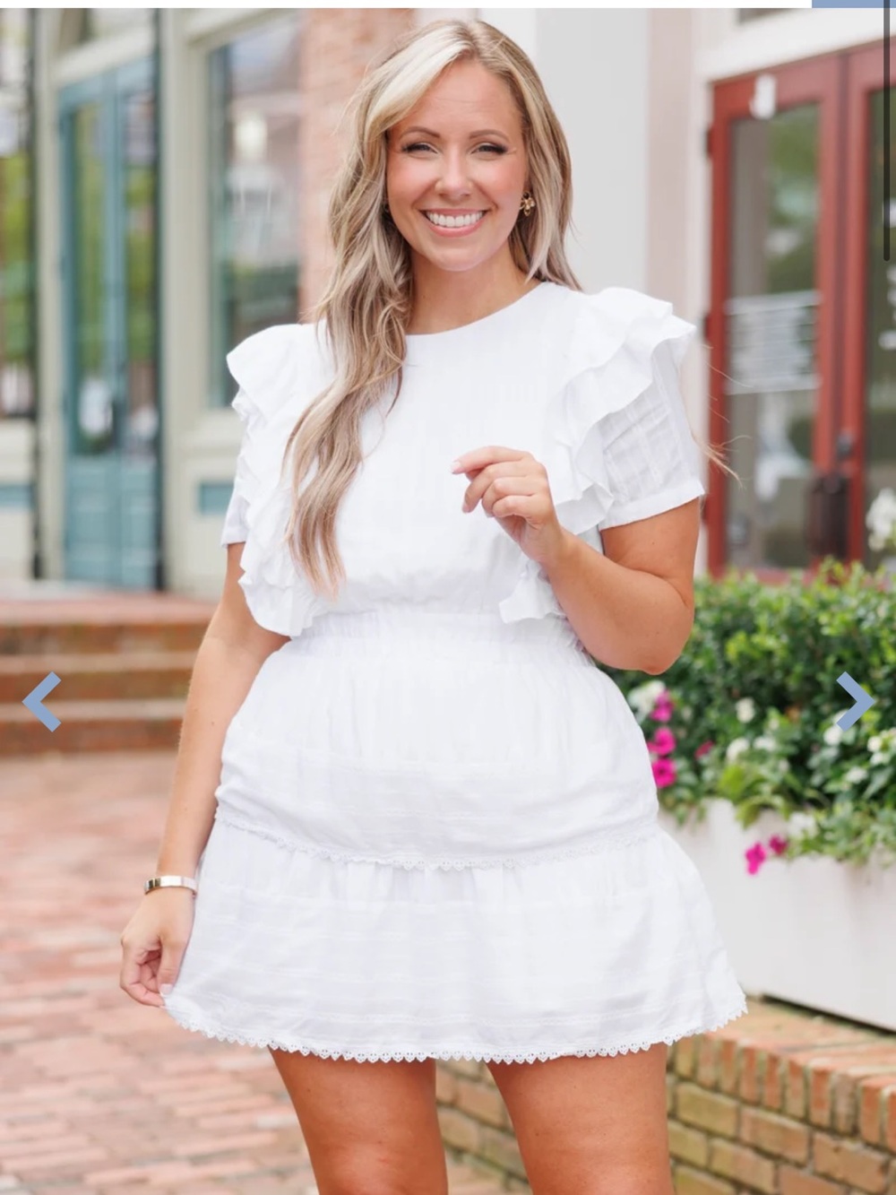 Chic Soul White Ruffle Sleeve Tiered Mini DressNWT